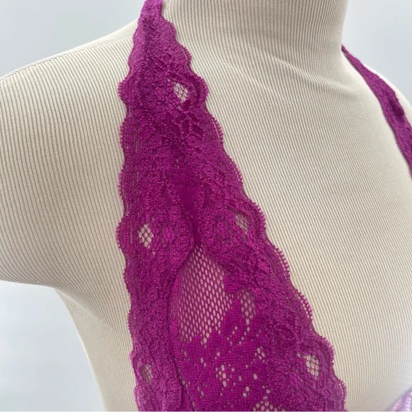 Victoria’s Secret Purple Lace Semi Sheer Mesh Halter Style Nighty Size Large Y2K - Picture 5 of 11